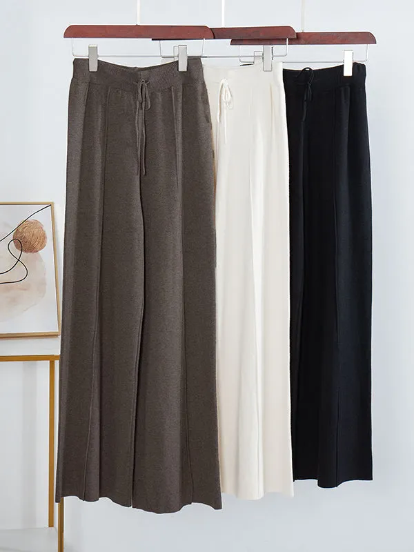 Urban Loose Wide Leg Drawstring Solid Color Pants