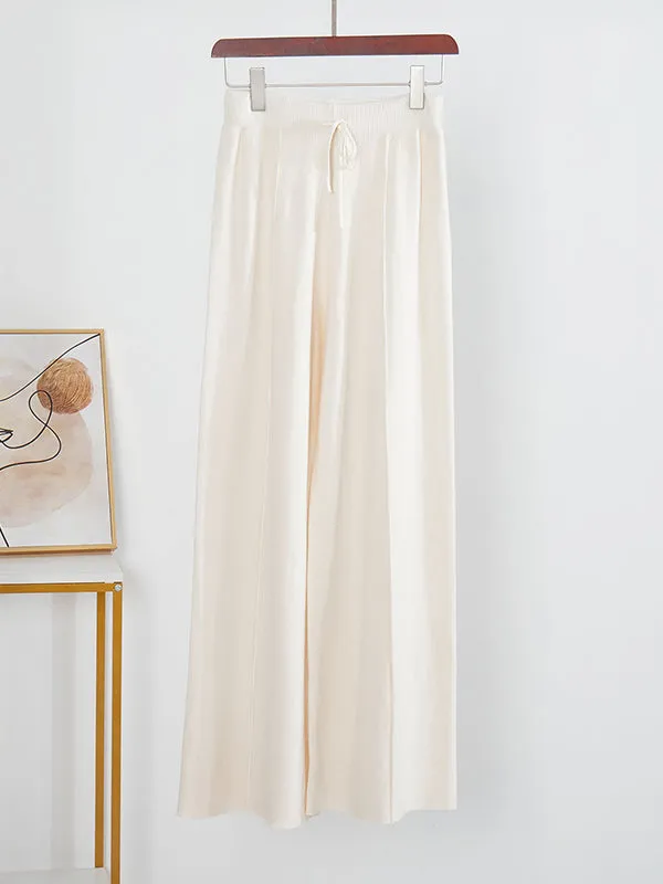 Urban Loose Wide Leg Drawstring Solid Color Pants