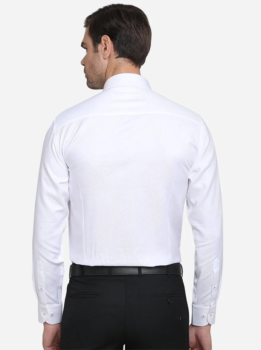 White Solid Slim Fit Formal Shirt  | Metal