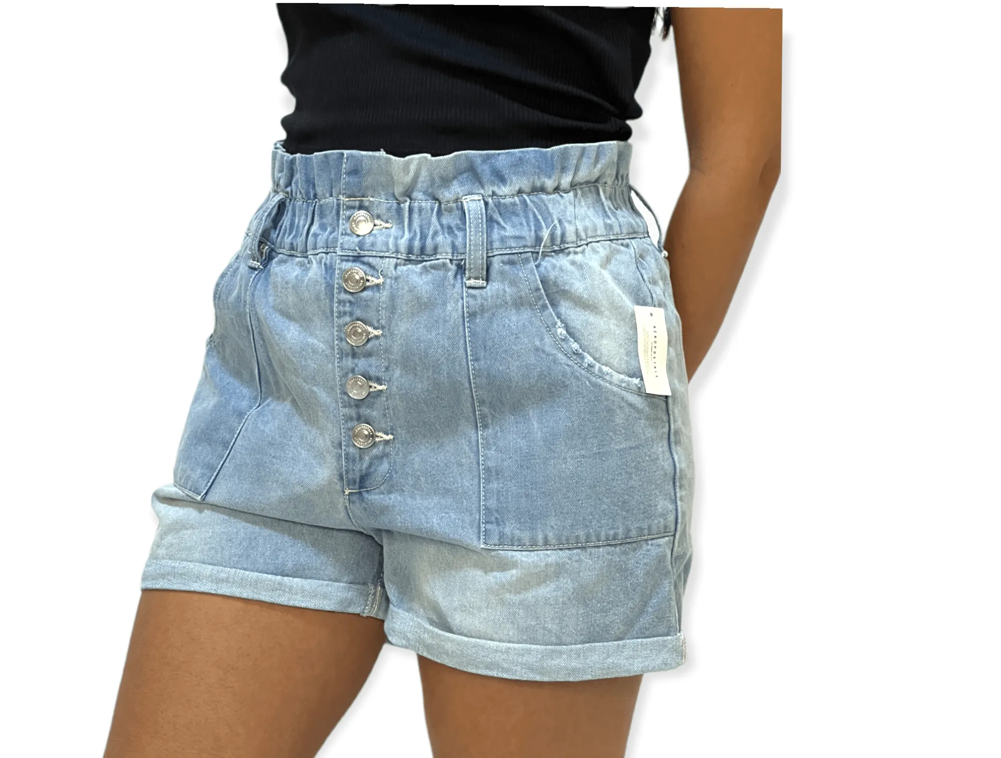 Women Jeans Shorts - Light Blue  (5 buttons)