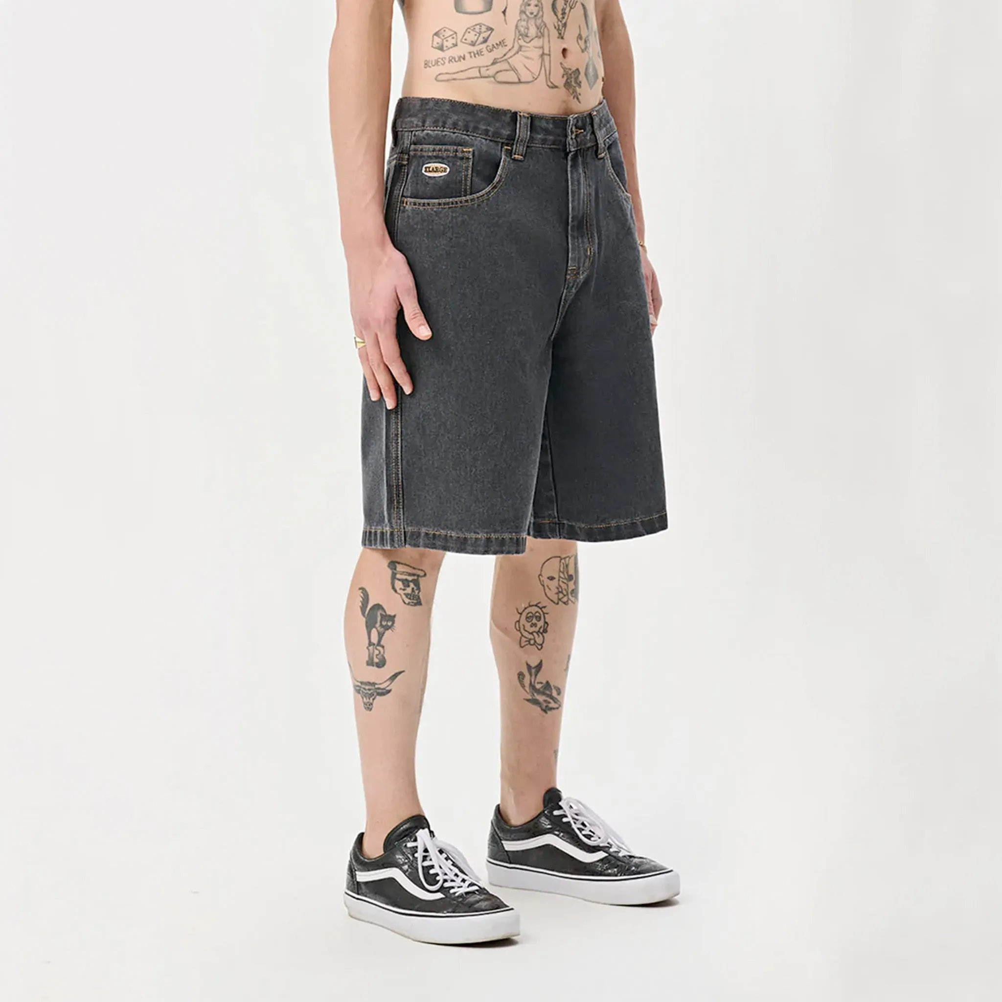 X-Large 91 Bull Denim Shorts Washed Black