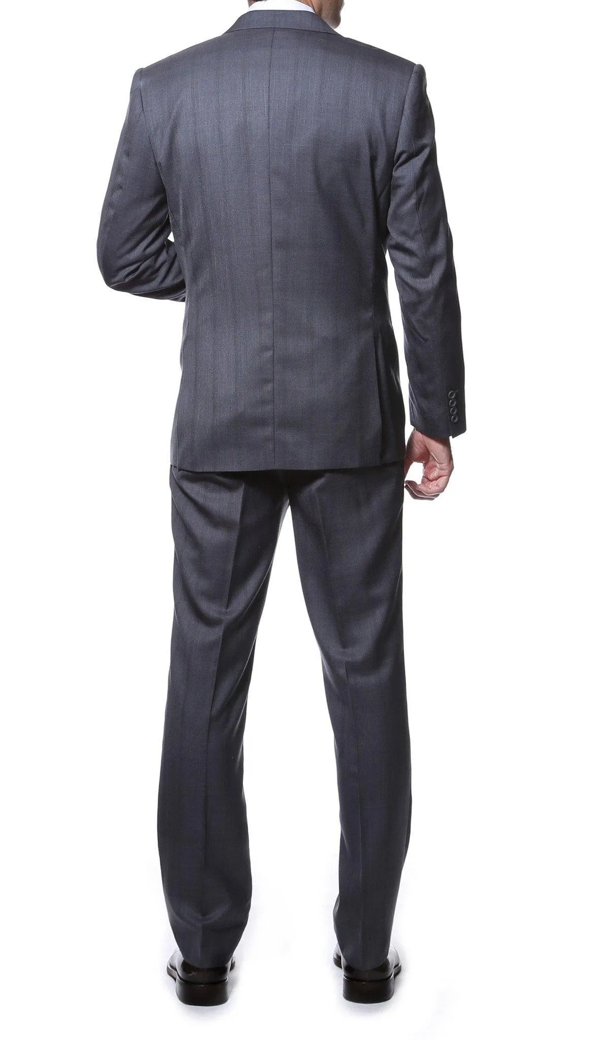 Zillo Grey Blue 3 Piece Vested Slim Fit Plaid Suit